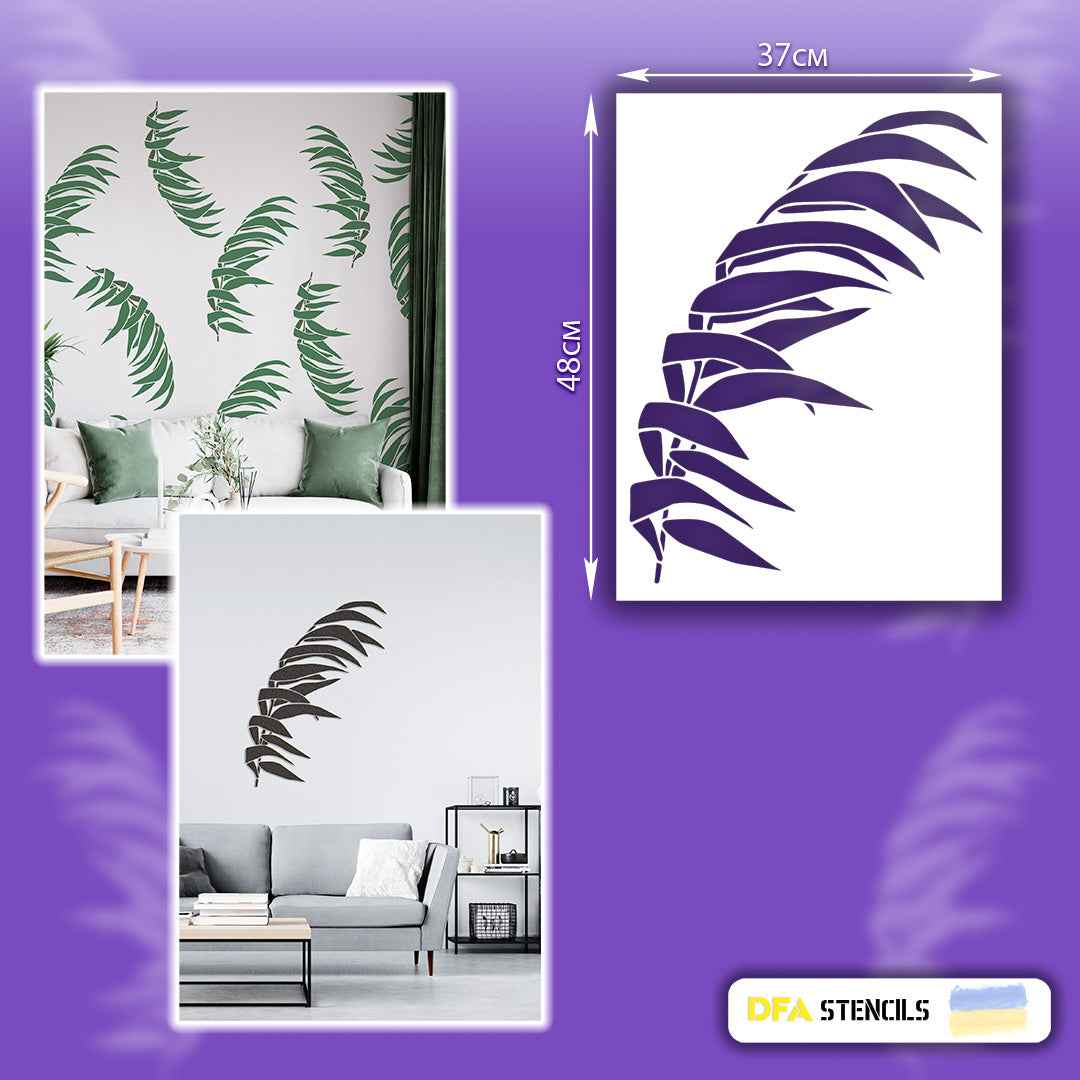 Stencil DFA for decoration Nature Palm leaf for plaster and paint 0.3-1mm (Р00099)
