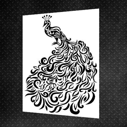 DFA Stencil Peacock reusable for decorative plaster and paint 0.3-1mm (J00023)