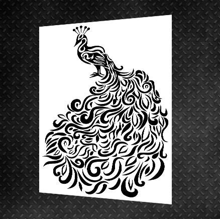 DFA Stencil Peacock reusable for decorative plaster and paint 0.3-1mm (J00023)
