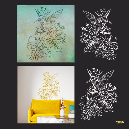 Stencil Bird DFA animals for walls for plaster and paint 0.3-1mm (J00044)