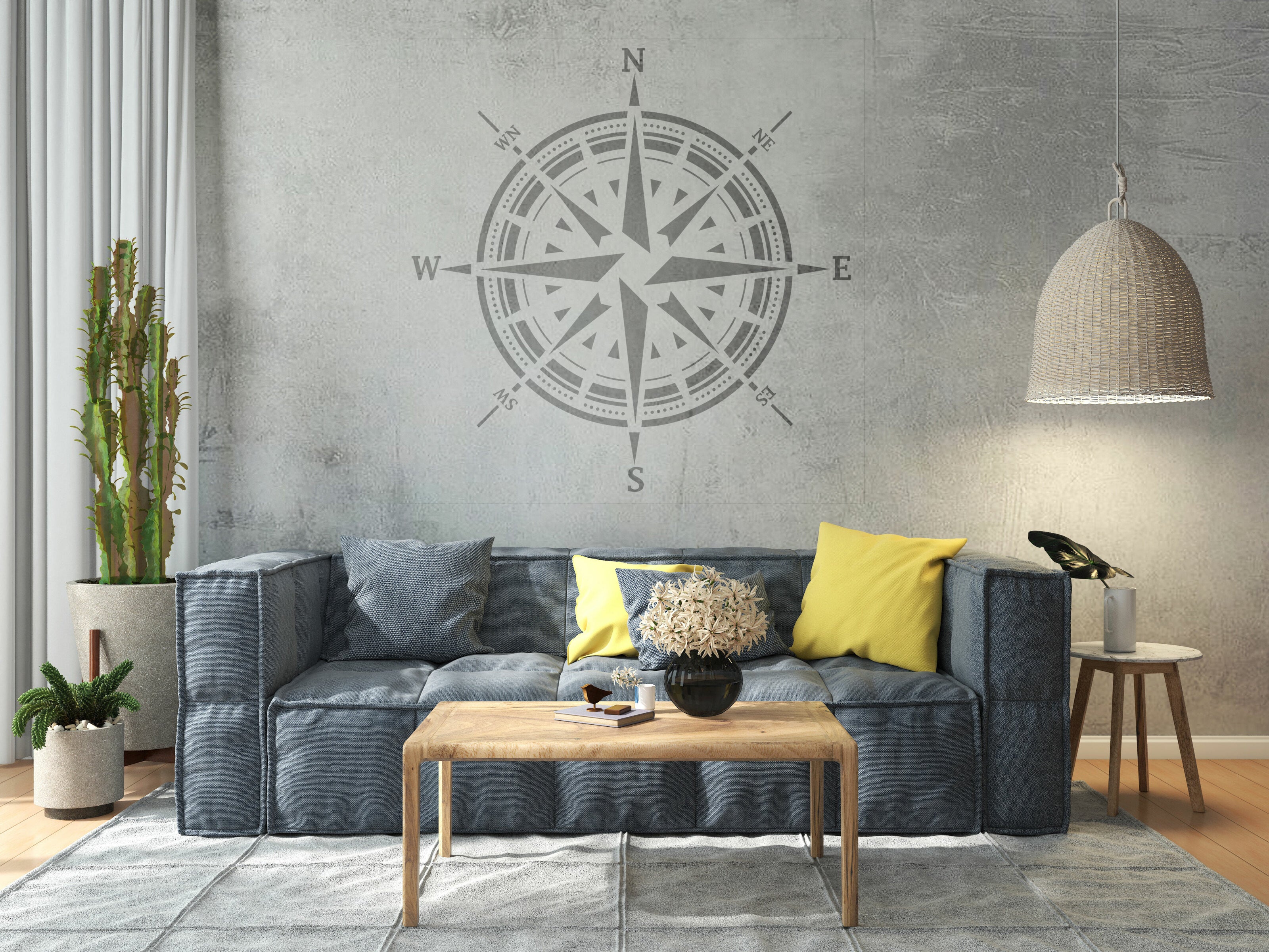 Stencil DFA reusable Round pattern 34 Compass 1 for plaster and paint 0.3-1mm (С00034), 1mm - Under plaster