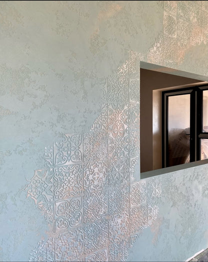 Wall decoration set for plaster and paint 6 Stencils DFA (Square pattern 6 + Round pattern 56 + Damask 11) 0.3-1 mm (N00006)