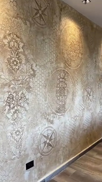 Set for wall decoration DFA (Geometry 31 + Round 14 + Damask 25) for plaster and paint 0.3-1 mm (N00116)
