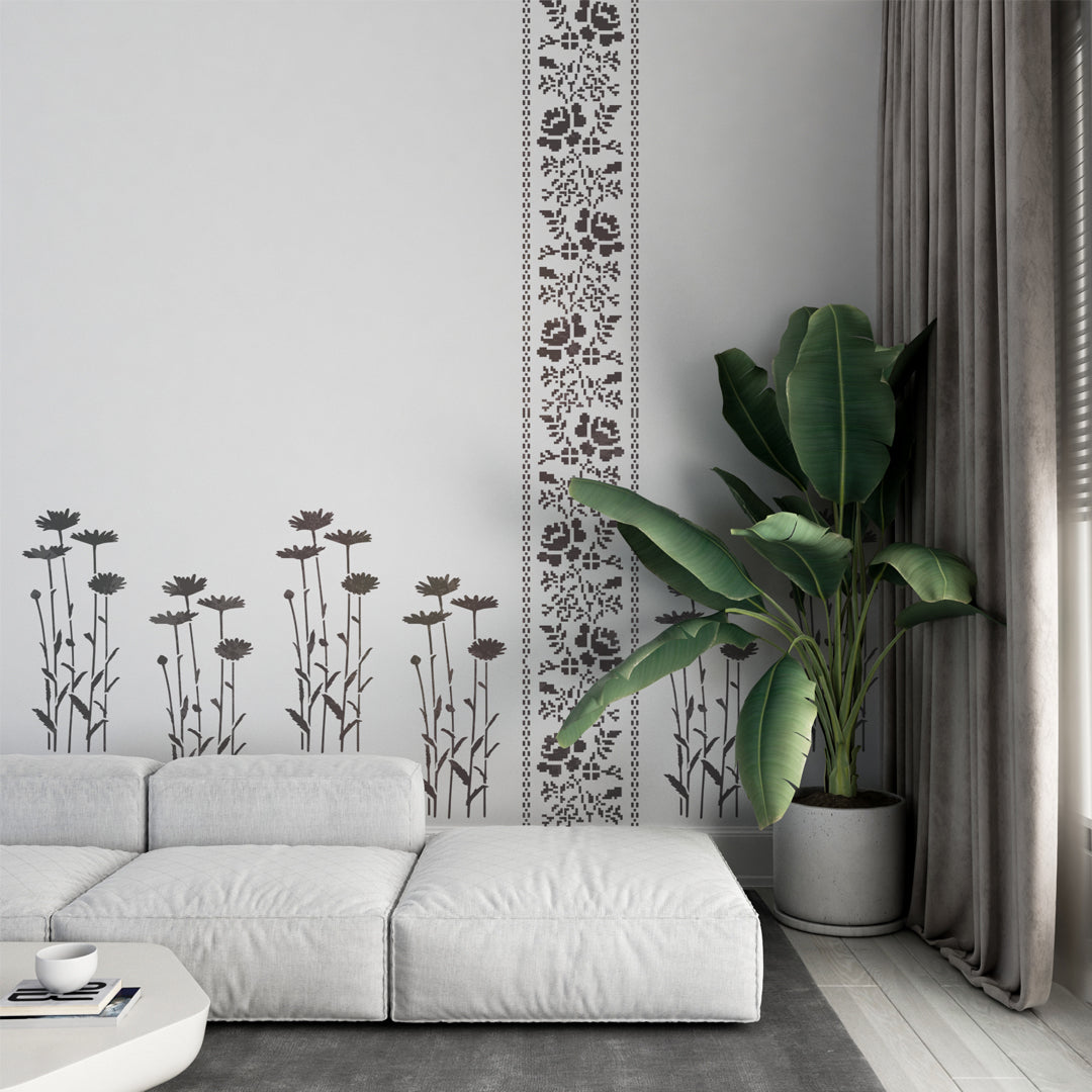 Stencil DFA for walls Flowers for plaster and paint 0.3-1mm (P00128)