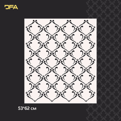 Reusable stencil DFA for decorative plaster and paint Oriental pattern 0.3-1mm (V00067)