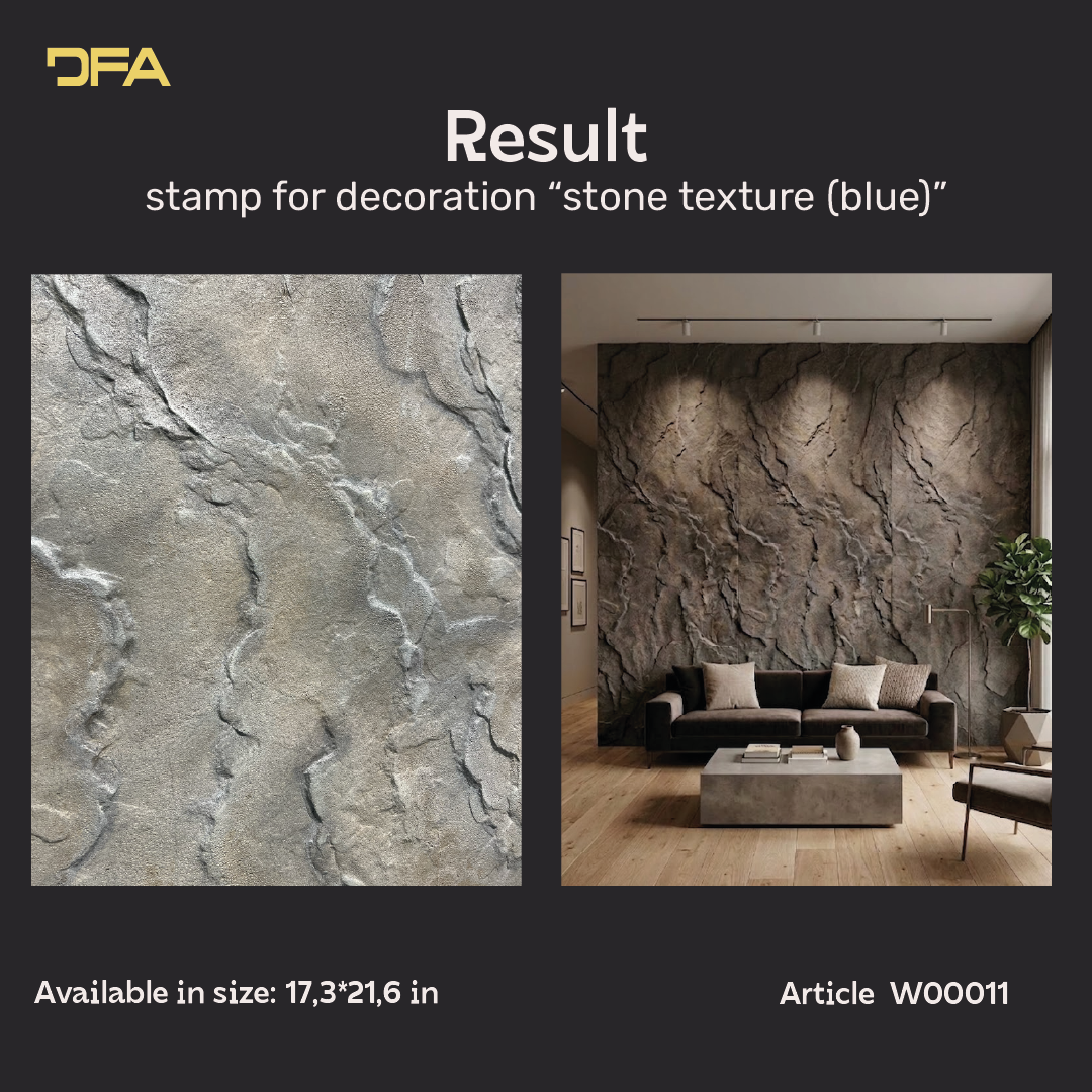 Silicone impression for decoration Stone texture (blue) W00011