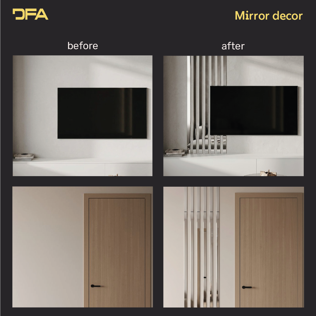 Set 6 Mirror Wall Decor Snap Charming strips DFA (Silver stripes on the wall) Size 6.2m - 10-30mm (Y00006)