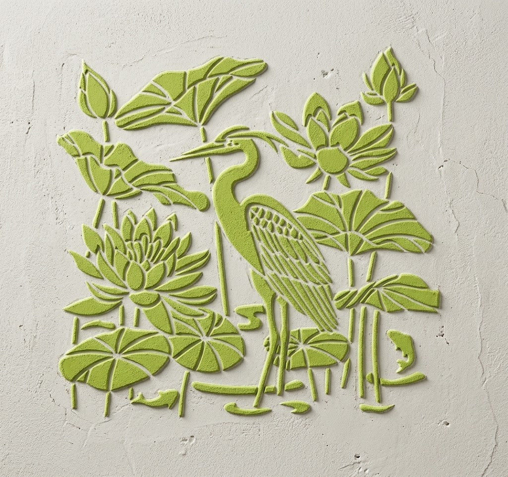 DFA Heron stencil — create a sense of lightness in your interior. Thickness 0.3–1 mm (J00082)