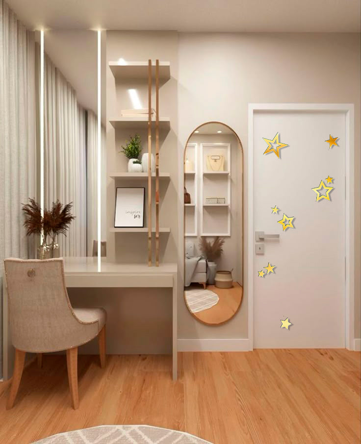 Create a unique interior with DFA Stars mirror decor, 9 pcs/18 pcs, 9 pcs, Silver