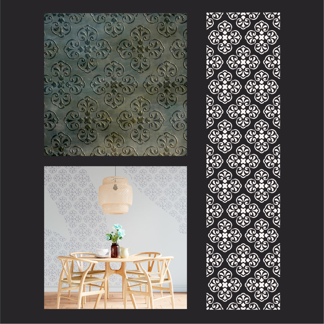 Oriental ornament with stencil DFA for decorative plaster and paint 0.3-1 mm (V00078)