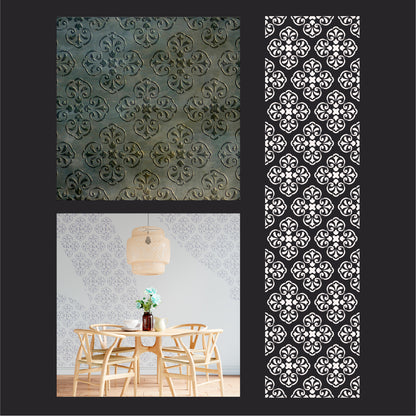 Oriental ornament with stencil DFA for decorative plaster and paint 0.3-1 mm (V00078)