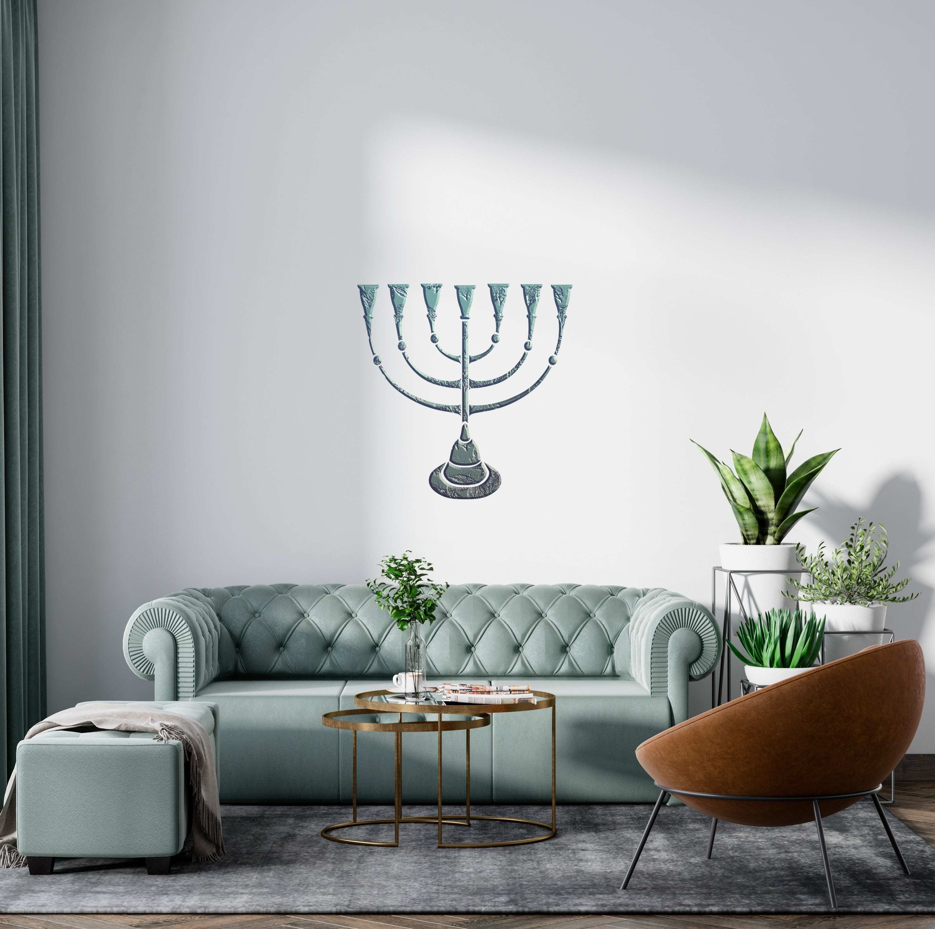 Stencil DFA Menorah seven-candlestick for plaster and paint 0.3-1mm (X00130)