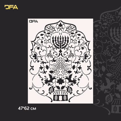 Reusable stencil DFA for decorative plaster and paint Oriental pattern 0.3-1mm (V00070)