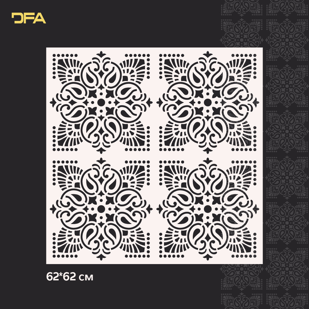 Reusable stencil DFA for decorative plaster and paint Oriental pattern 0.3-1mm (V00068)