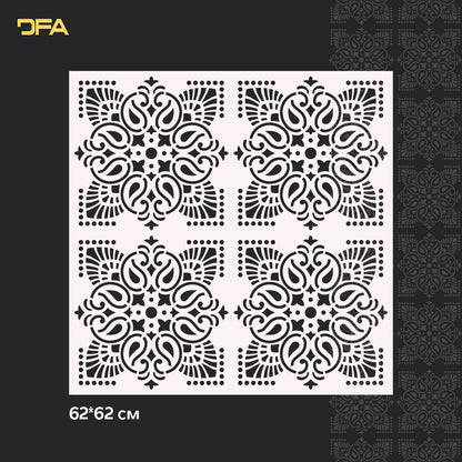 Reusable stencil DFA for decorative plaster and paint Oriental pattern 0.3-1mm (V00068)