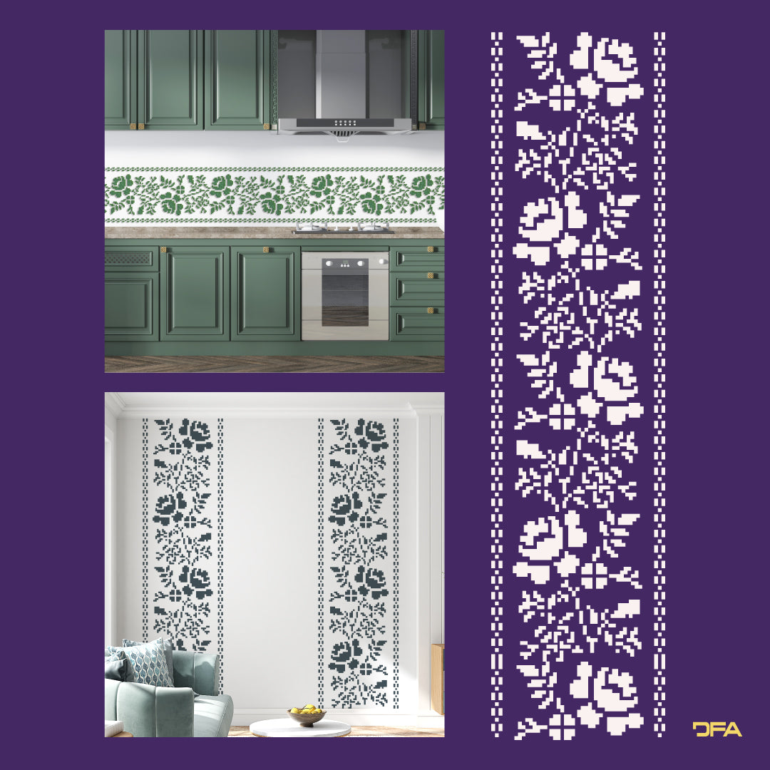 Ethno Stencil DFA Embroidered patch for plaster and paint (Z00003)