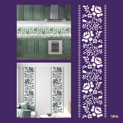Ethno Stencil DFA Embroidered patch for plaster and paint (Z00003)