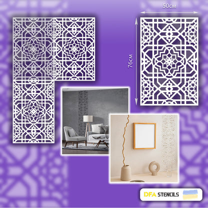 Reusable stencil DFA for decorative plaster and paint Oriental pattern 0.3-1mm (V00041)