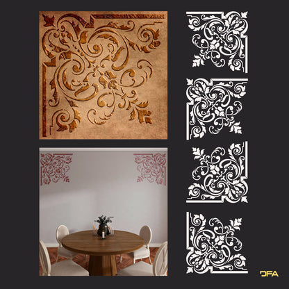 Reusable stencil DFA for decorative plaster and paint Oriental pattern 0.3-1mm (V00062)
