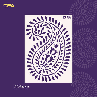Reusable stencil DFA for decorative plaster and paint Oriental pattern 0.3-1mm (V00063)