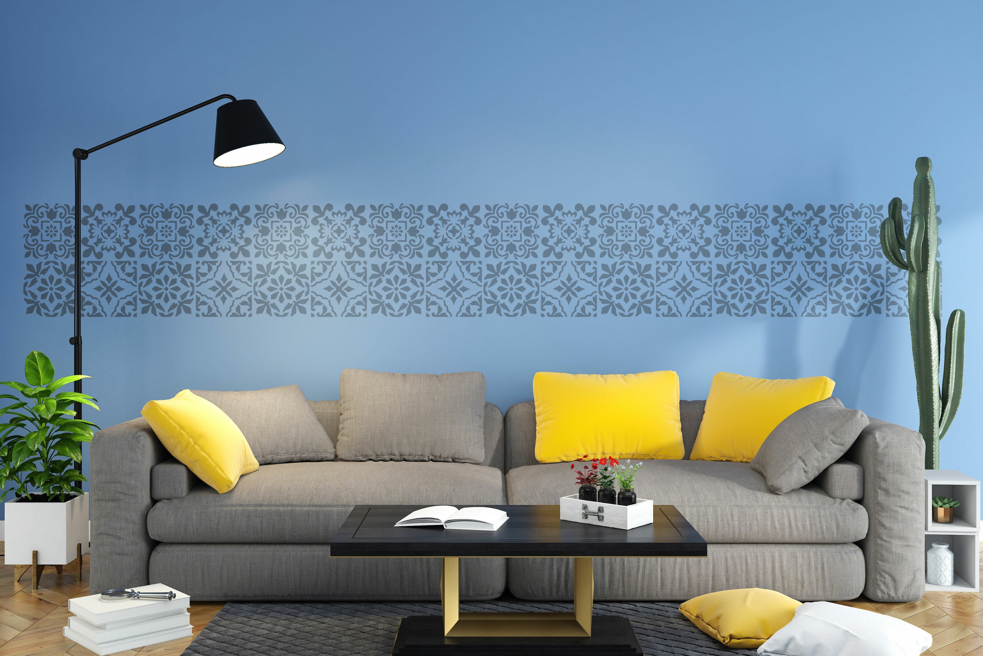 Reusable stencil for decoration DFA square pattern, for putty and paint, 0.3-1mm (K00026)