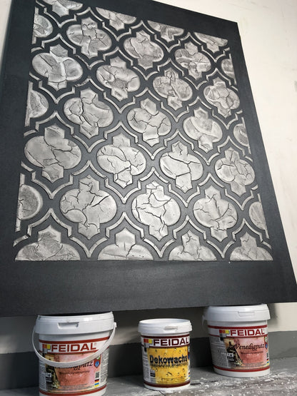 Reusable stencil DFA for decorative plaster and paint Oriental pattern 0.3-1mm (V00003)