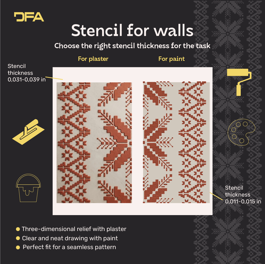 Stylish Ukrainian ornament easily with DFA Vyshyvanka stencil 0.3-1 mm (Z00092)