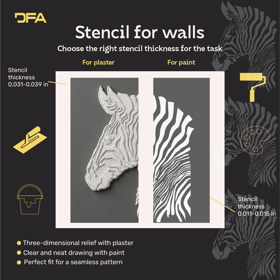 DFA "Zebra" Stencil — create a sense of lightness in your interior. Thickness: 0.3–1 mm (J00080)