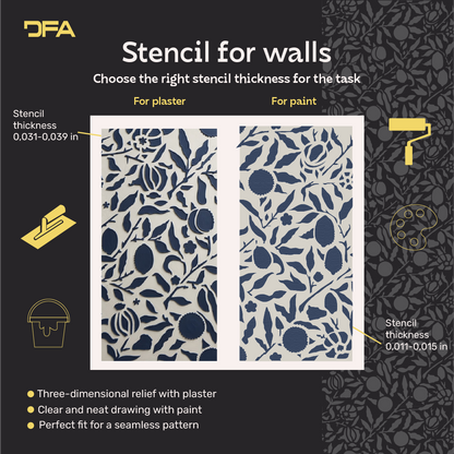 DFA Reusable Stencil "Nature" for Plaster and Paint 0.3–1 mm – William Morris Collection (P00188)