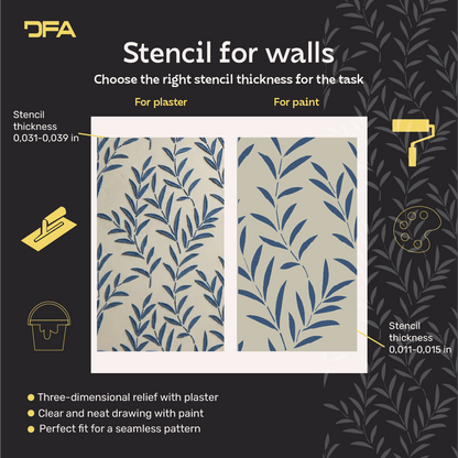 DFA Reusable Stencil "Nature" for Plaster and Paint 0.3–1 mm (P00196)