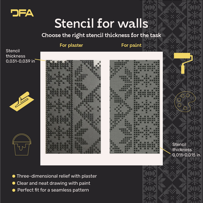 Stylish Ukrainian ornament easily with DFA Vyshyvanka stencil 0.3-1 mm (Z00091)
