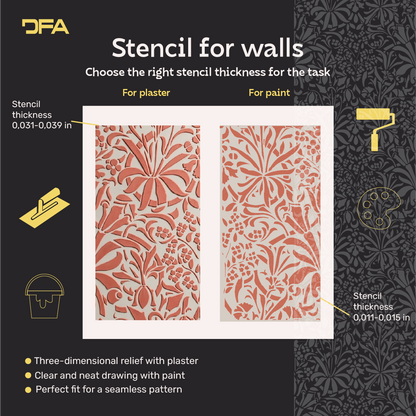 DFA Reusable Stencil "Nature" for Plaster and Paint 0.3–1 mm – William Morris Collection (P00189)