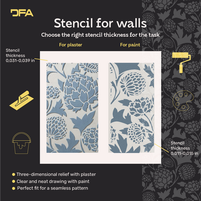 DFA Reusable Stencil "Nature" for Plaster and Paint 0.3–1 mm – William Morris Collection (P00190)
