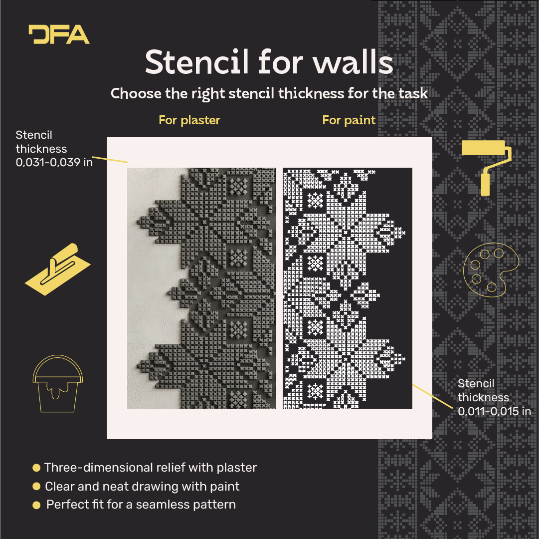 Stylish Ukrainian ornament easily with DFA Vyshyvanka stencil 0.3-1 mm (Z00090)
