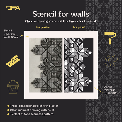 Stylish Ukrainian ornament easily with DFA Vyshyvanka stencil 0.3-1 mm (Z00090)
