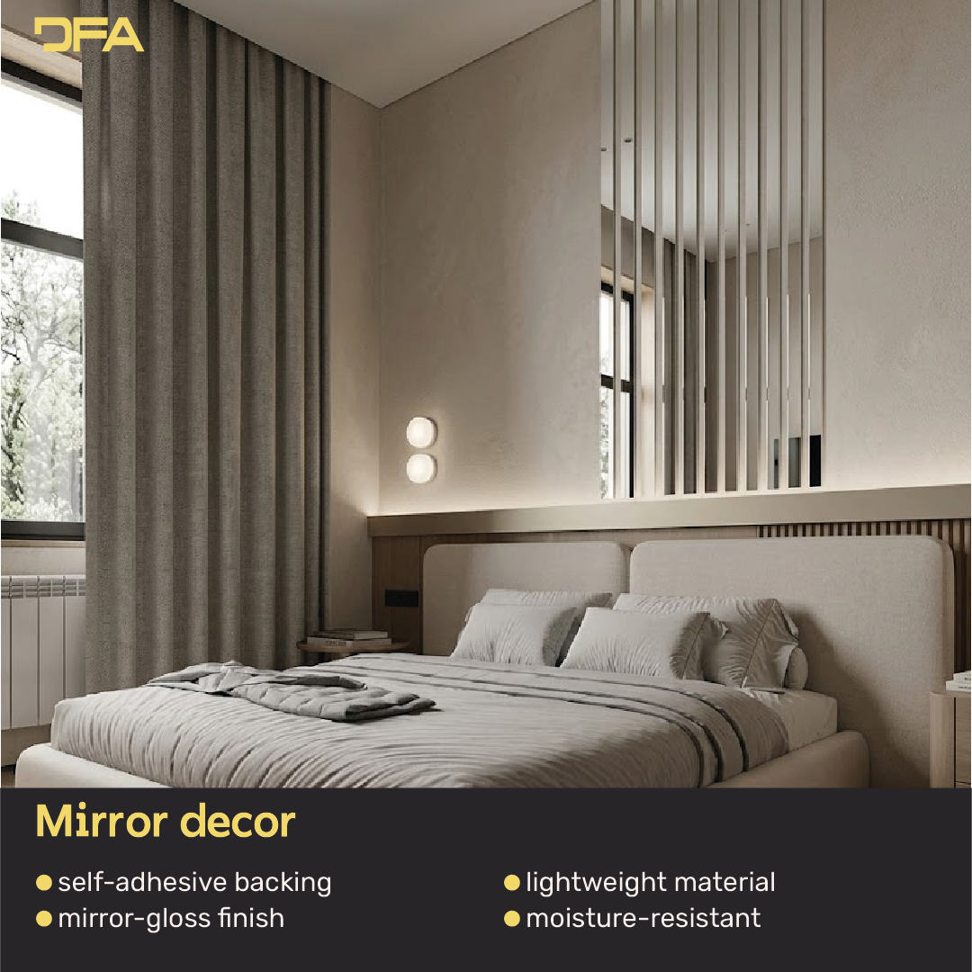 Set 6 Mirror Wall Decor Snap Charming strips DFA (Silver stripes on the wall) Size 6.2m - 10-30mm (Y00006)