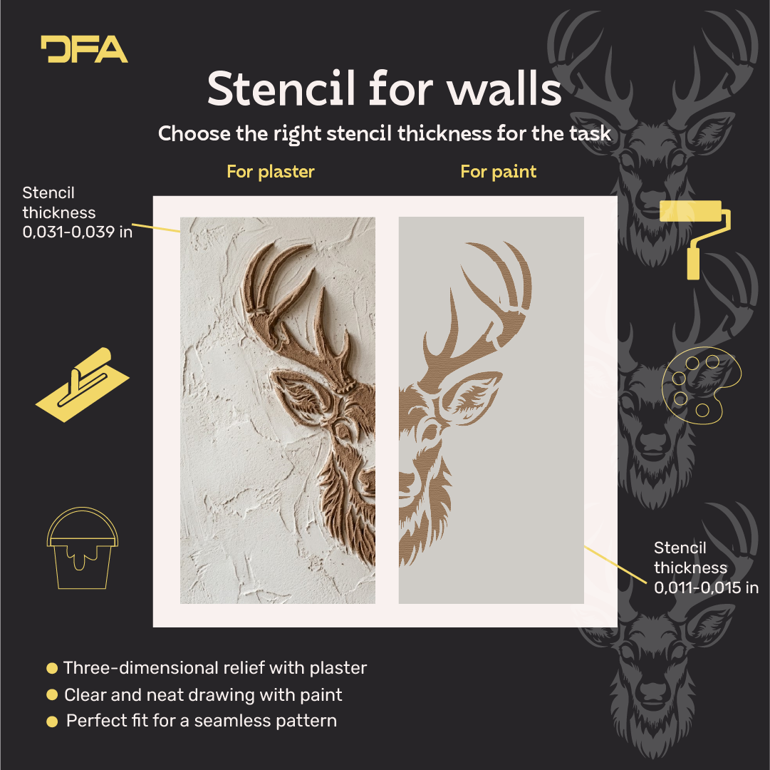 DFA "Deer" Stencil — add a sense of lightness to your interior. Thickness: 0.3–1 mm (J00081)