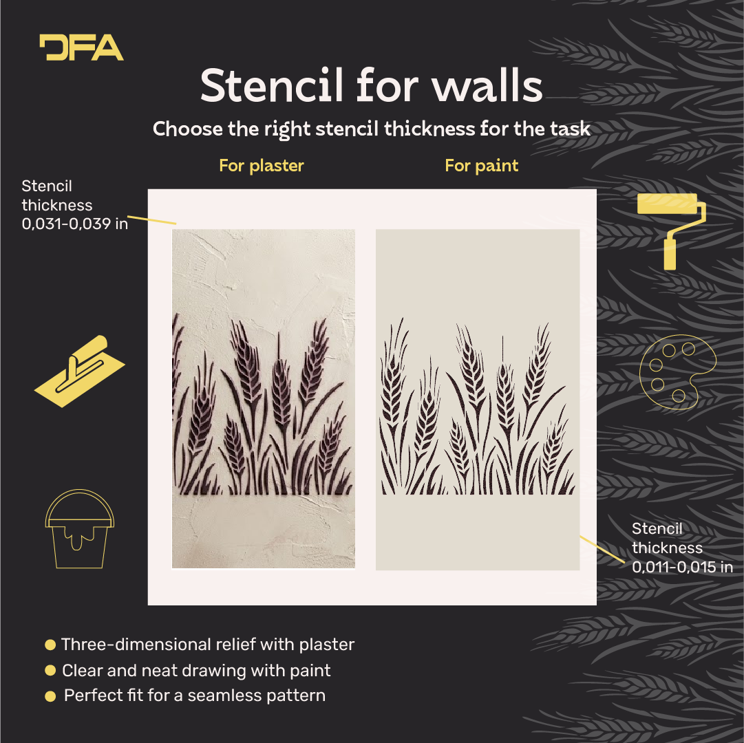 DFA Reusable Stencil "Nature" for Plaster and Paint 0.3–1 mm  (P00192)