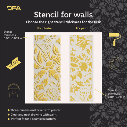 DFA Reusable Stencil "Nature" for Plaster and Paint 0.3–1 mm – William Morris Collection (P00184)