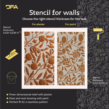 DFA Reusable Stencil "Nature" for Plaster and Paint 0.3–1 mm – William Morris Collection (P00182)