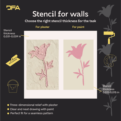 DFA "Flower" Stencil for Decoupage on Interior Decor Items (P00200)