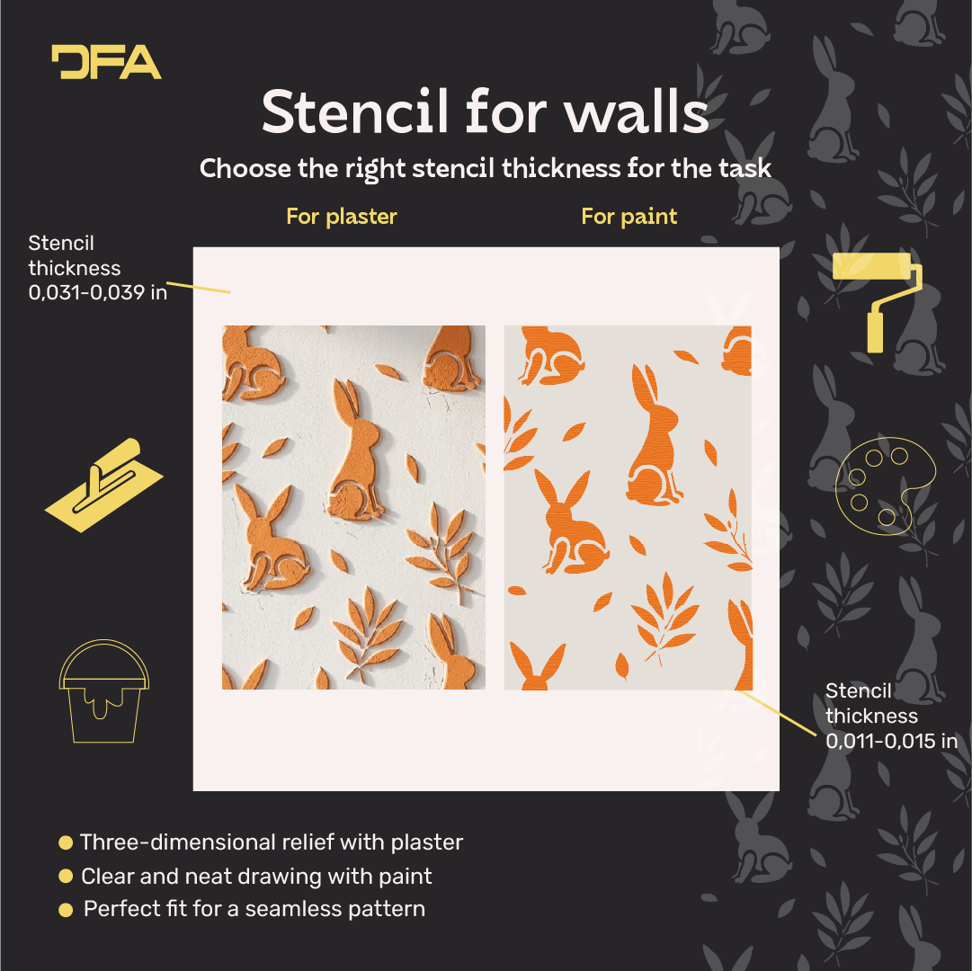 Rabbits on the walls – a magical atmosphere for a child's room with DFA 0.3–1 mm (E00097)