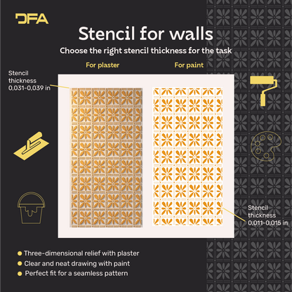 Square Patterns for Vibrant Interiors: DFA 0.3–1 mm Decorative Stencil (K00138)
