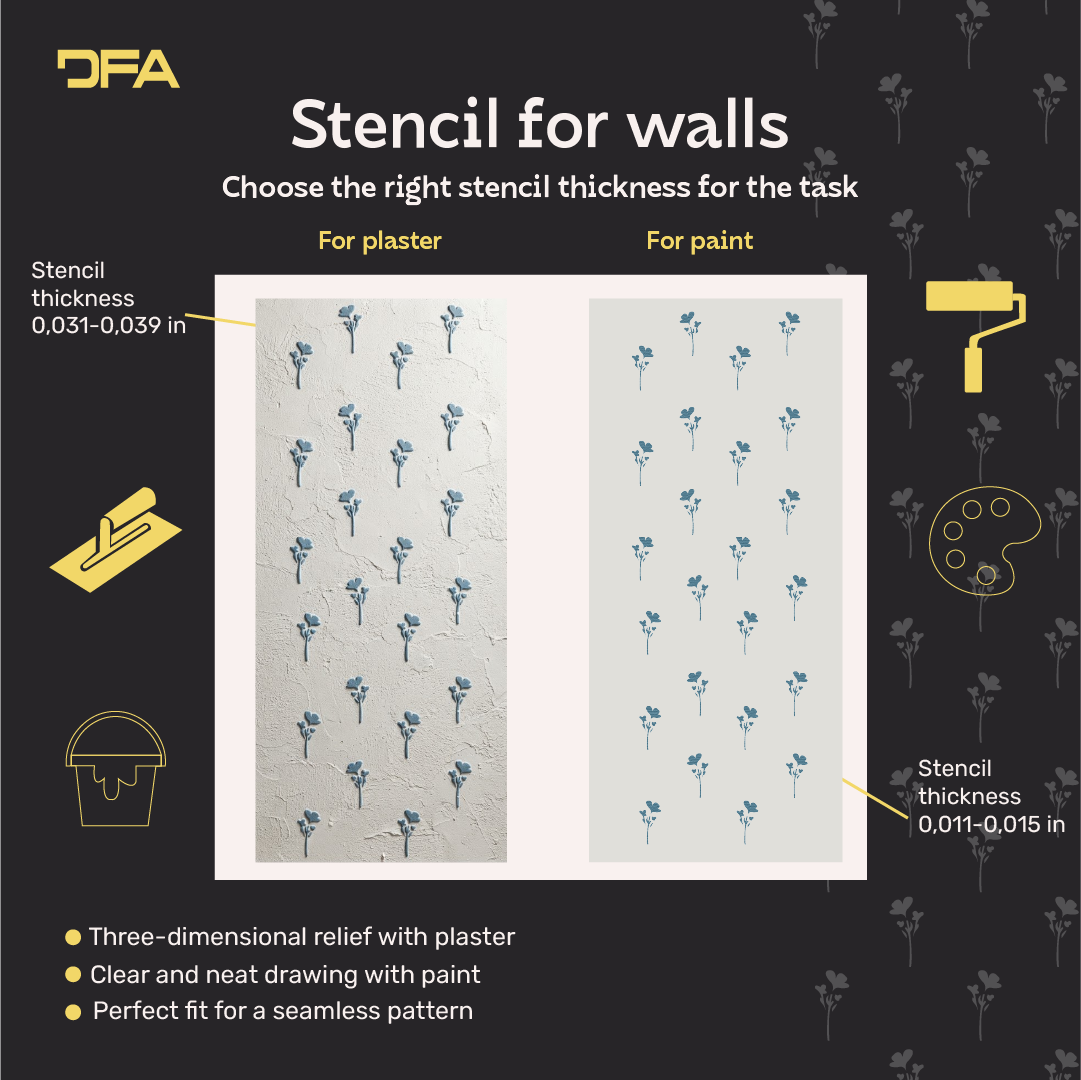 DFA Reusable Stencil "Nature" for Plaster and Paint 0.3–1 mm (P00199)