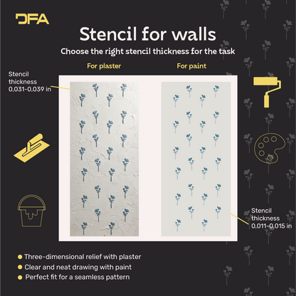 DFA Reusable Stencil "Nature" for Plaster and Paint 0.3–1 mm (P00199)