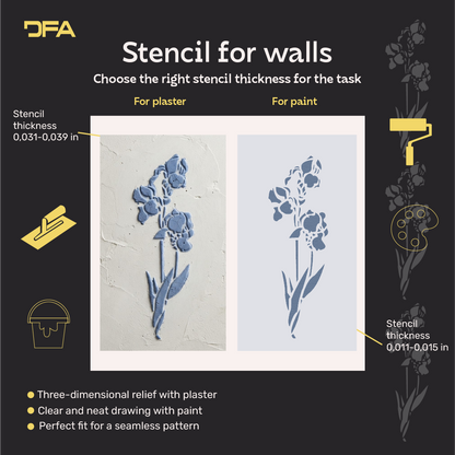 DFA "Flower" Stencil for Decoupage on Interior Decor Items (P00207)