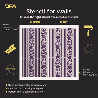 DFA Reusable Stencil "Nature" for Plaster and Paint 0.3–1 mm – William Morris Collection (P00187)