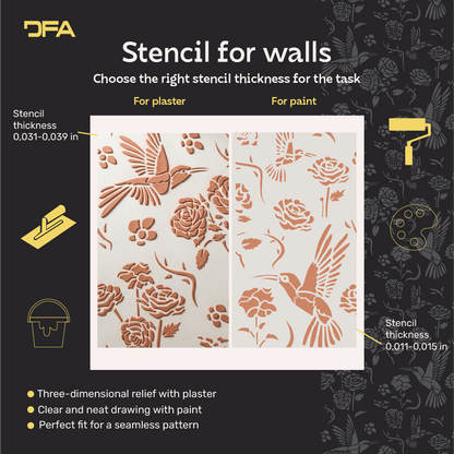 DFA Reusable Stencil "Nature" for Plaster and Paint 0.3–1 mm – William Morris Collection (P00183)