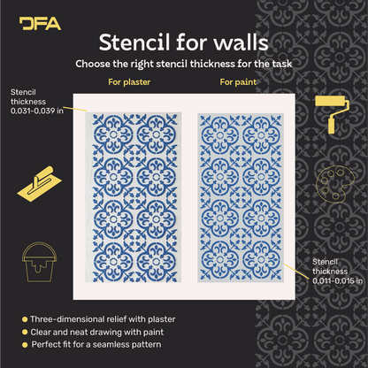 Square Patterns for Vibrant Interiors: DFA 0.3–1 mm Decorative Stencil (K00139)