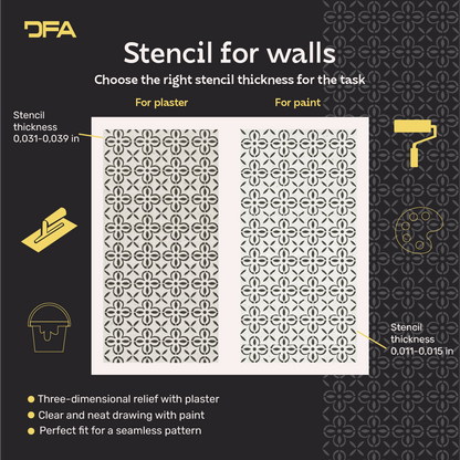 Square Patterns for Vibrant Interiors: DFA 0.3–1 mm Decorative Stencil (K00140)